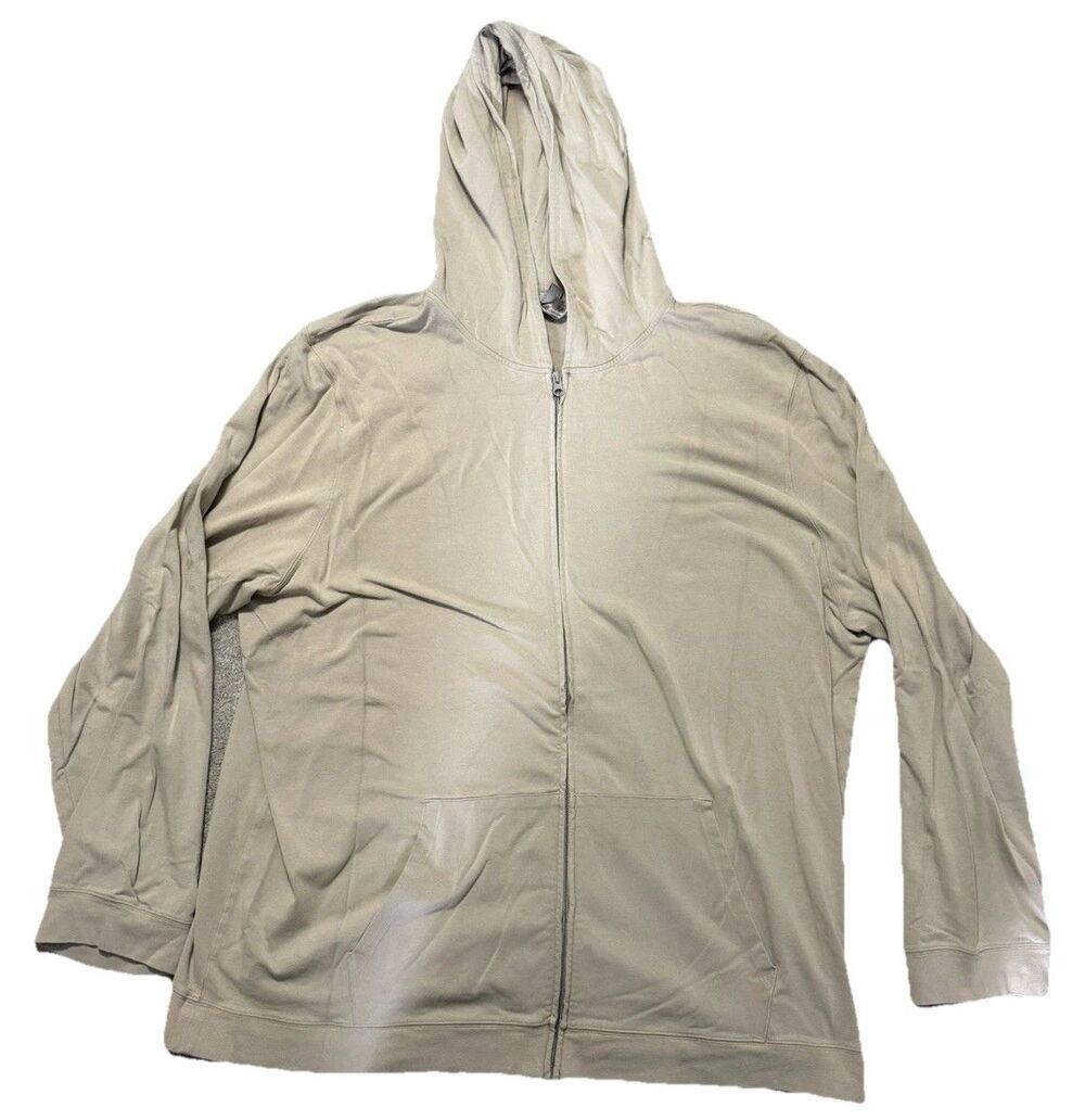 SKIMS Womens Full Zip Hoodie Beige Tan Lightweight Stretch Loungewear Size 3X